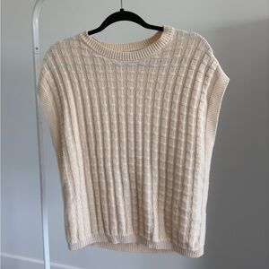 Cream Short Sleeve Knit Top